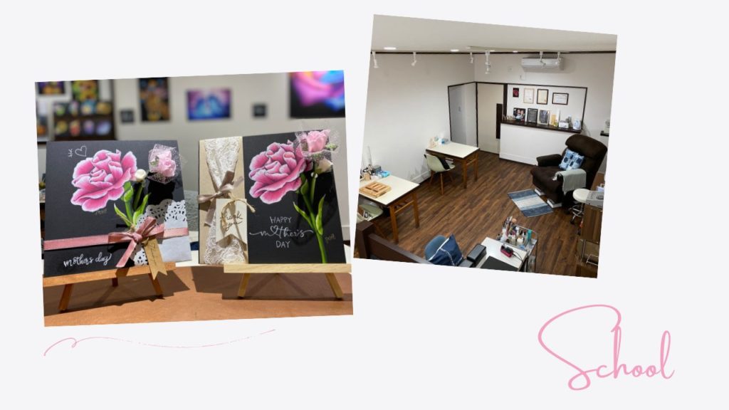 店内とカーネーション