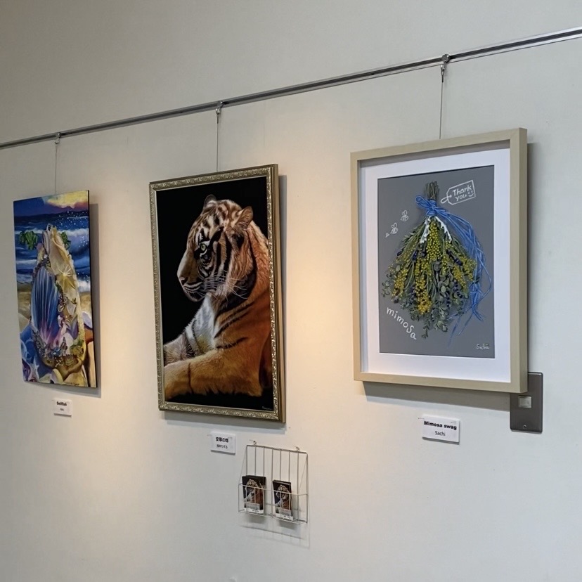 作品展の並んだチョークアート