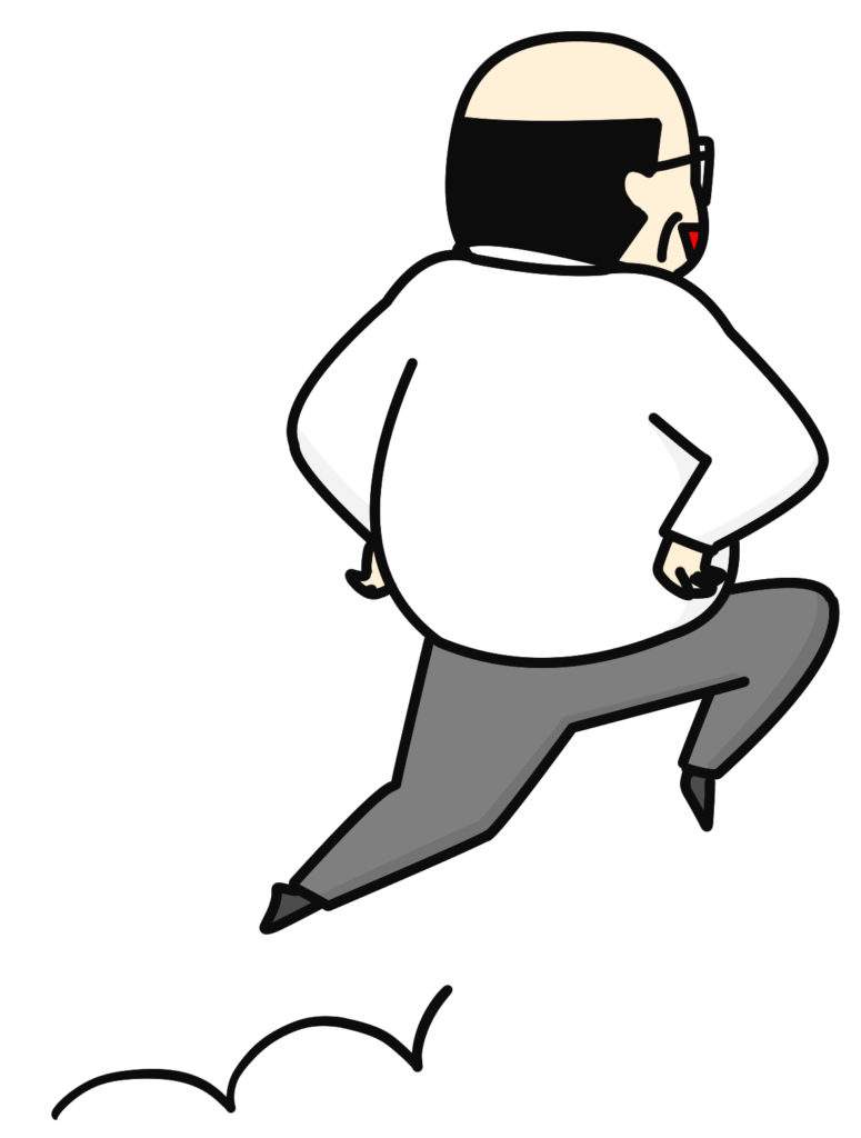 スキップする男性