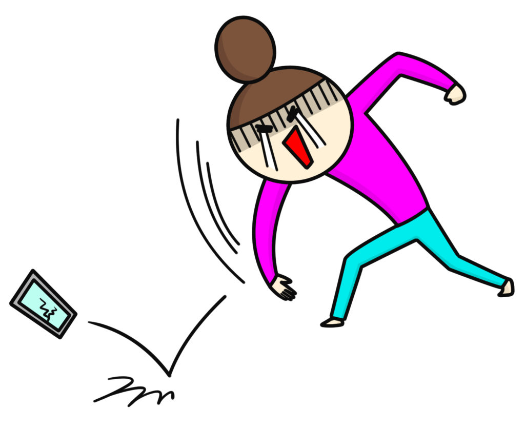 スマホを投げつける女性